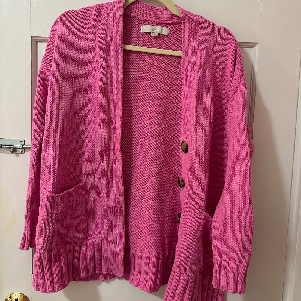 LOFT Pink Knit Sweater Cardigan sz S